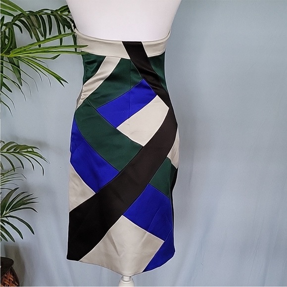 Giorgio Armani Strapless Color Block Silk Cocktail Dress - Picture 5 of 11